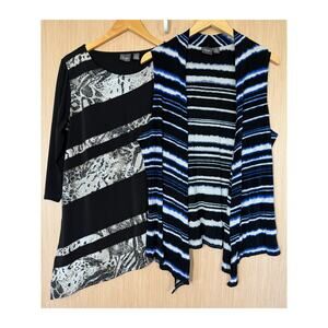 Chicos Travelers Vest & Top Lot Of 2 Womens Size 2 US Large Slinky Vacation